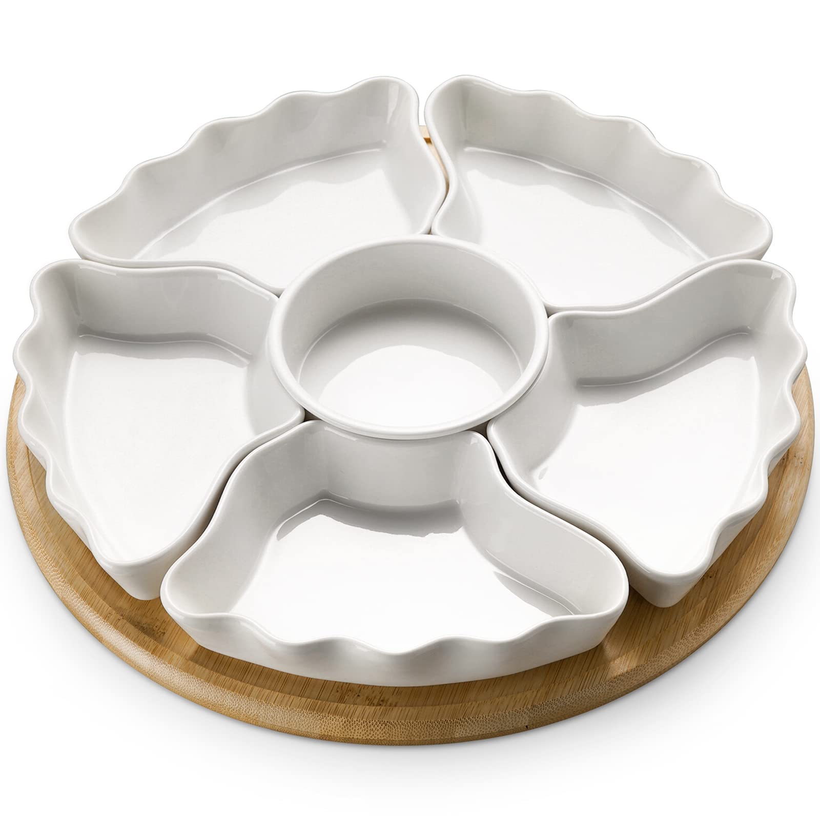 DOWAN 360° rotatable tray with bamboo base for effortless serving