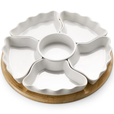 DOWAN 360° rotatable tray with bamboo base for effortless serving