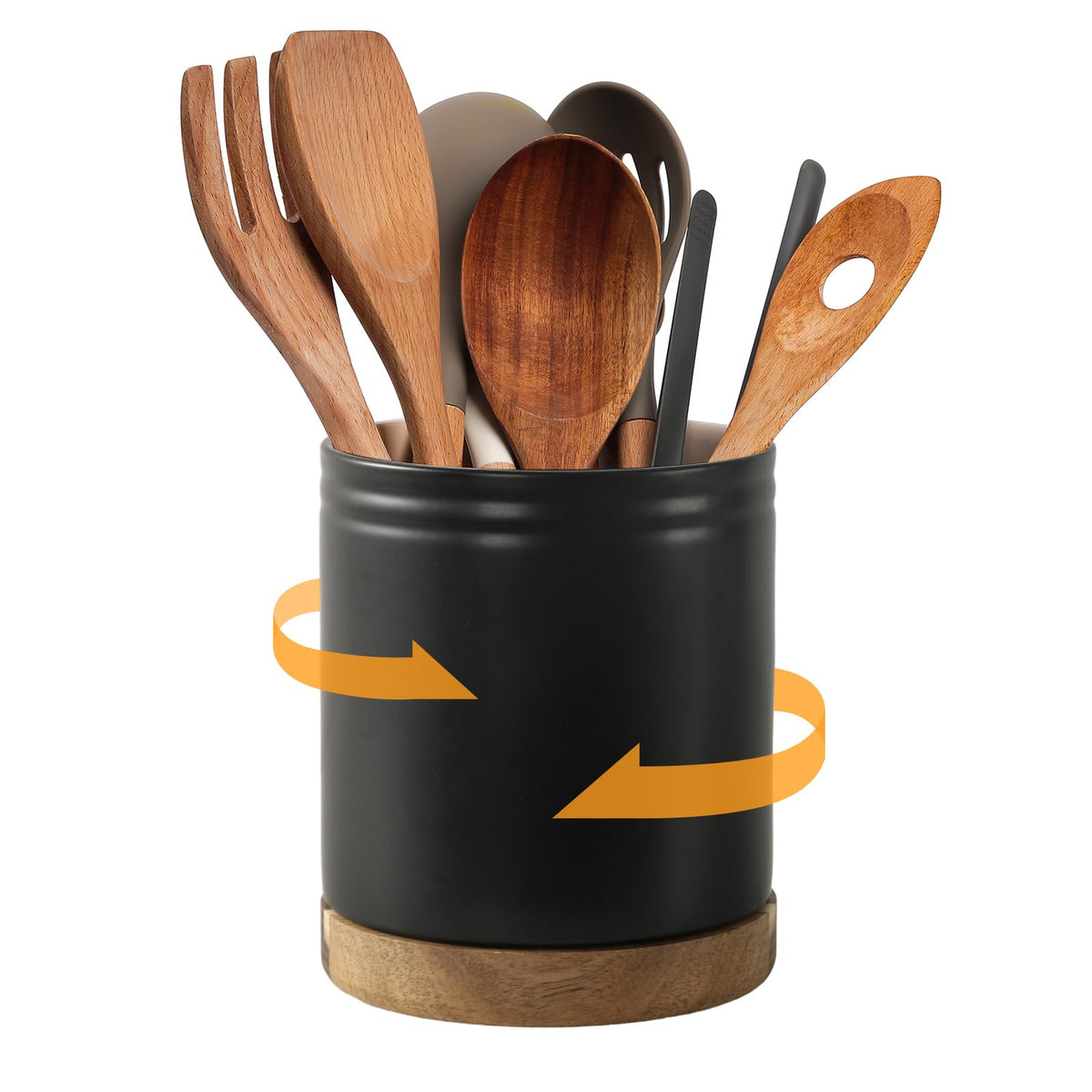 Dowan 360° rotating base utensil holder keeps utensils within easy reach.