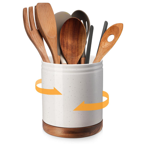 DOWAN 360-degree rotating utensil holder speck white for quick tool access.