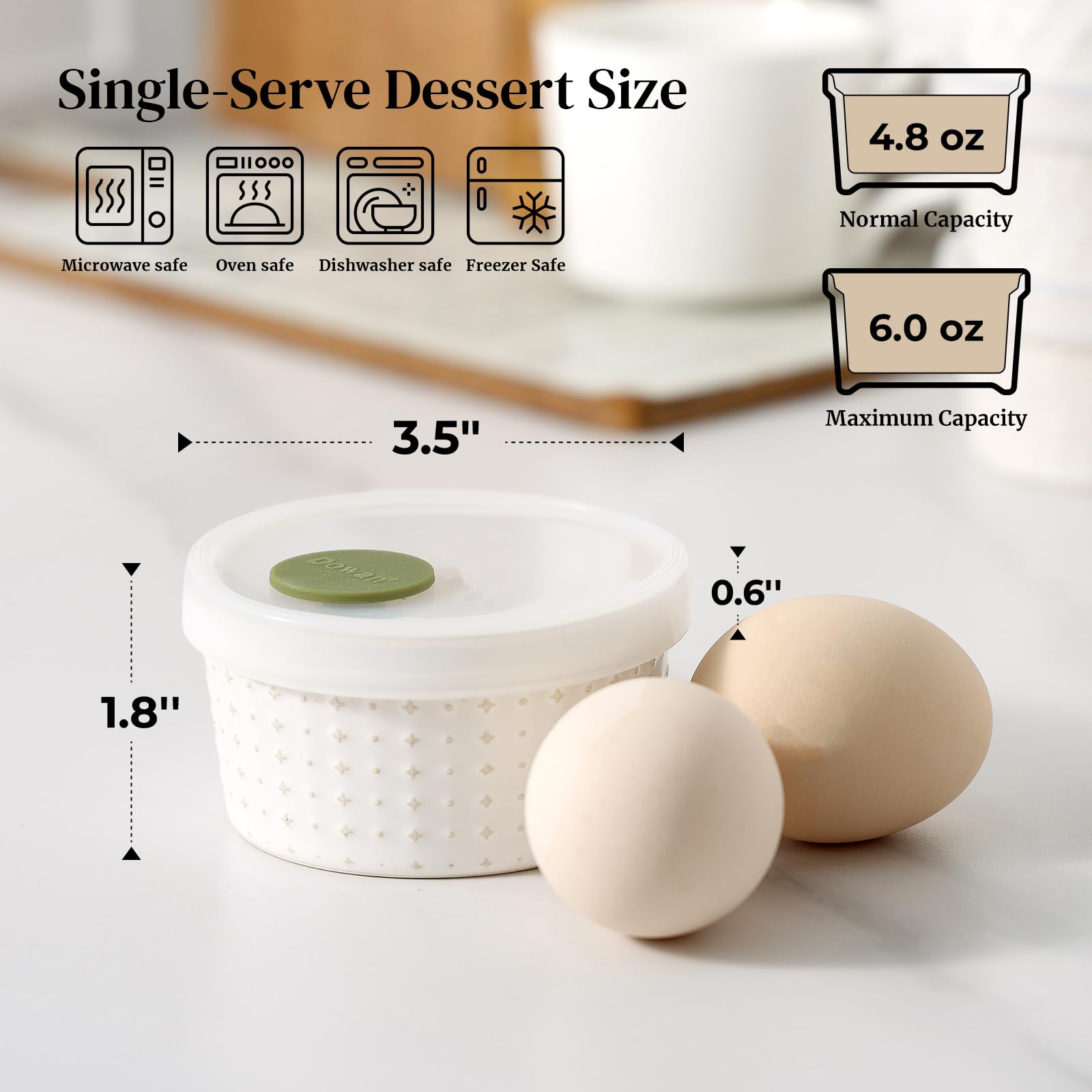 DOWAN 4 oz ramekins ideal for crème brûlée with even baking.