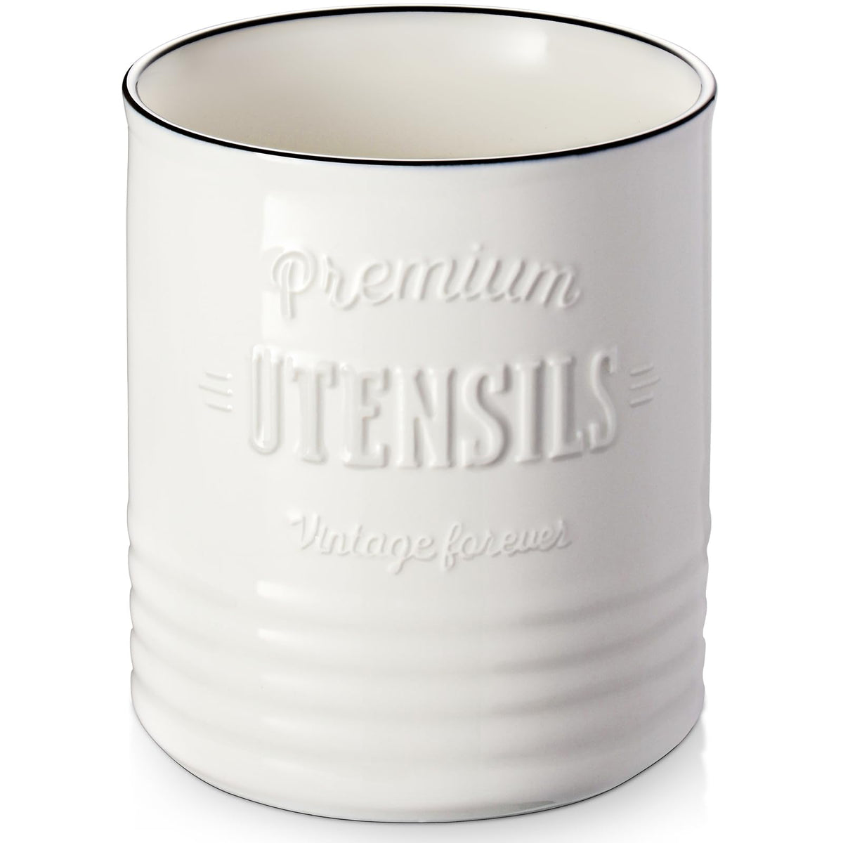 DOWAN 7.2-inch ceramic utensil holder, front view, convenient counter organization.