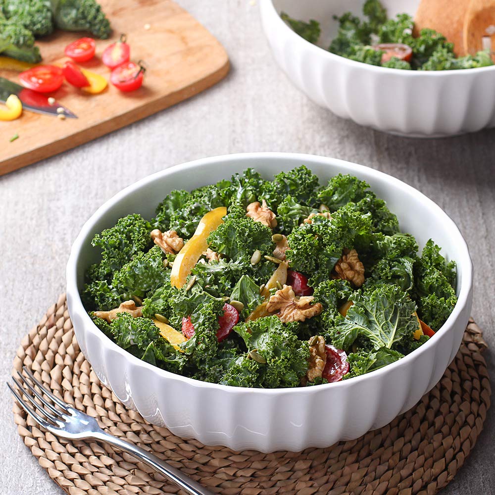 DOWAN 86-oz large salad bowls in white, great for family meals