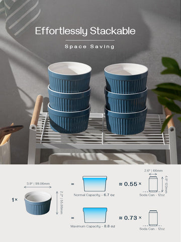 DOWAN creme brulee ramekin with blue glaze, perfect for dessert portions