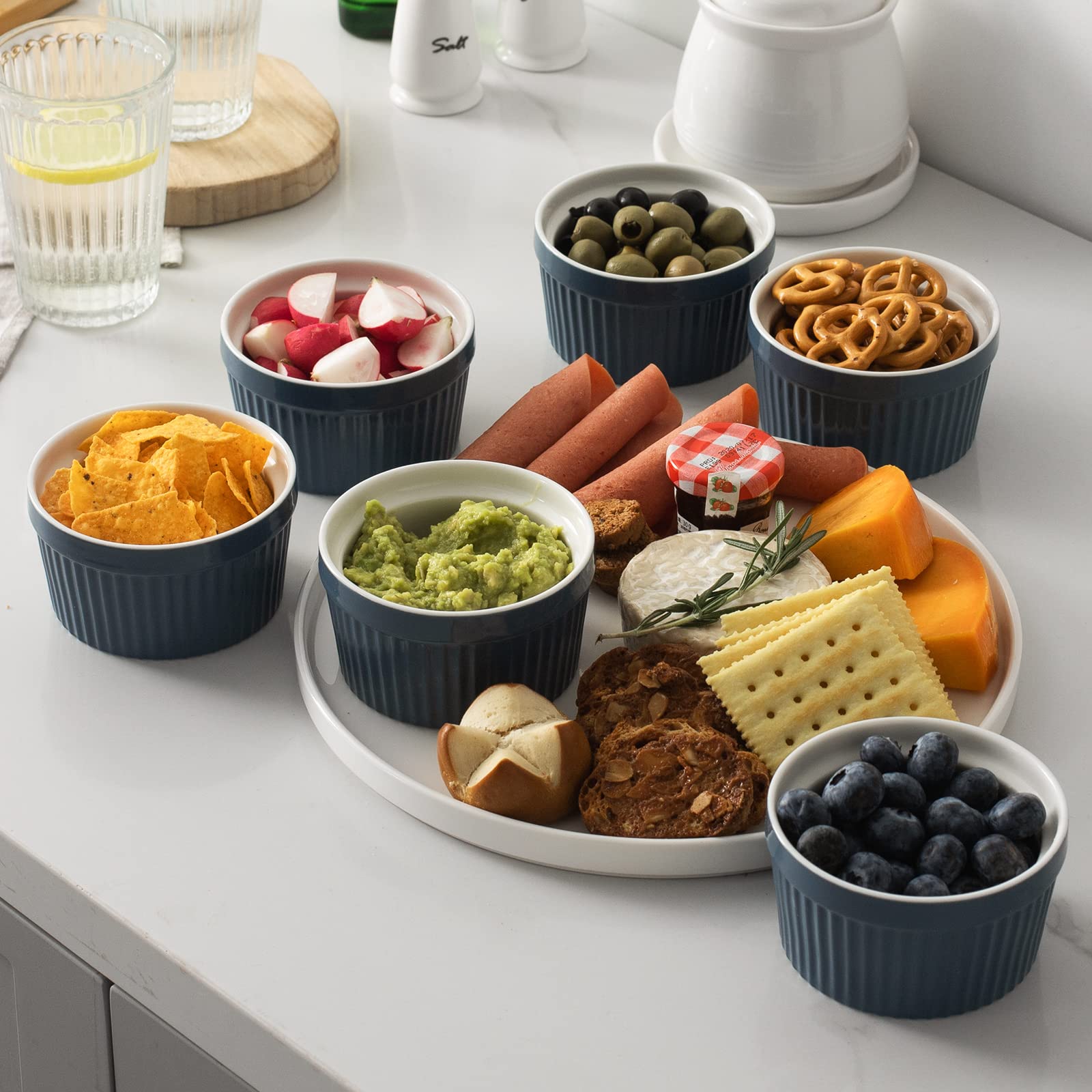 DOWAN 8 oz ramekins, sturdy porcelain for daily use and display