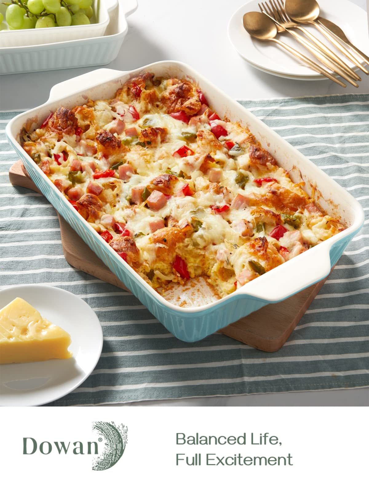 DOWAN 9x13 blue baking dish in oven safely up to 500°F