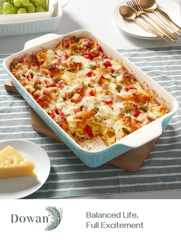 DOWAN 9x13 blue baking dish in oven safely up to 500°F