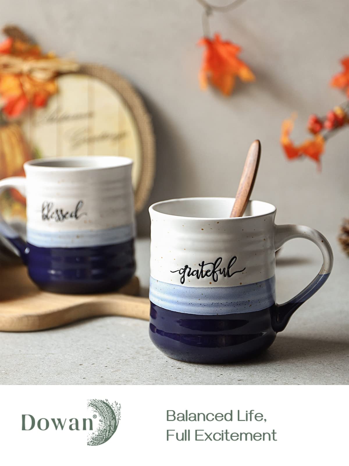 DOWAN blue glazed 20oz mug for daily use
