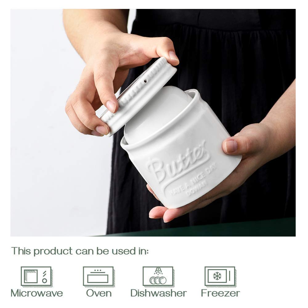DOWAN butter crock is dishwasher-safe and freezer-friendly for convenient storage.
