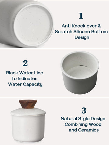 DOWAN butter crock features a handmade silicone ring for non-slip stability