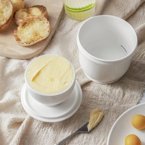 DOWAN butter crock water line visible inside the water-filled bell.
