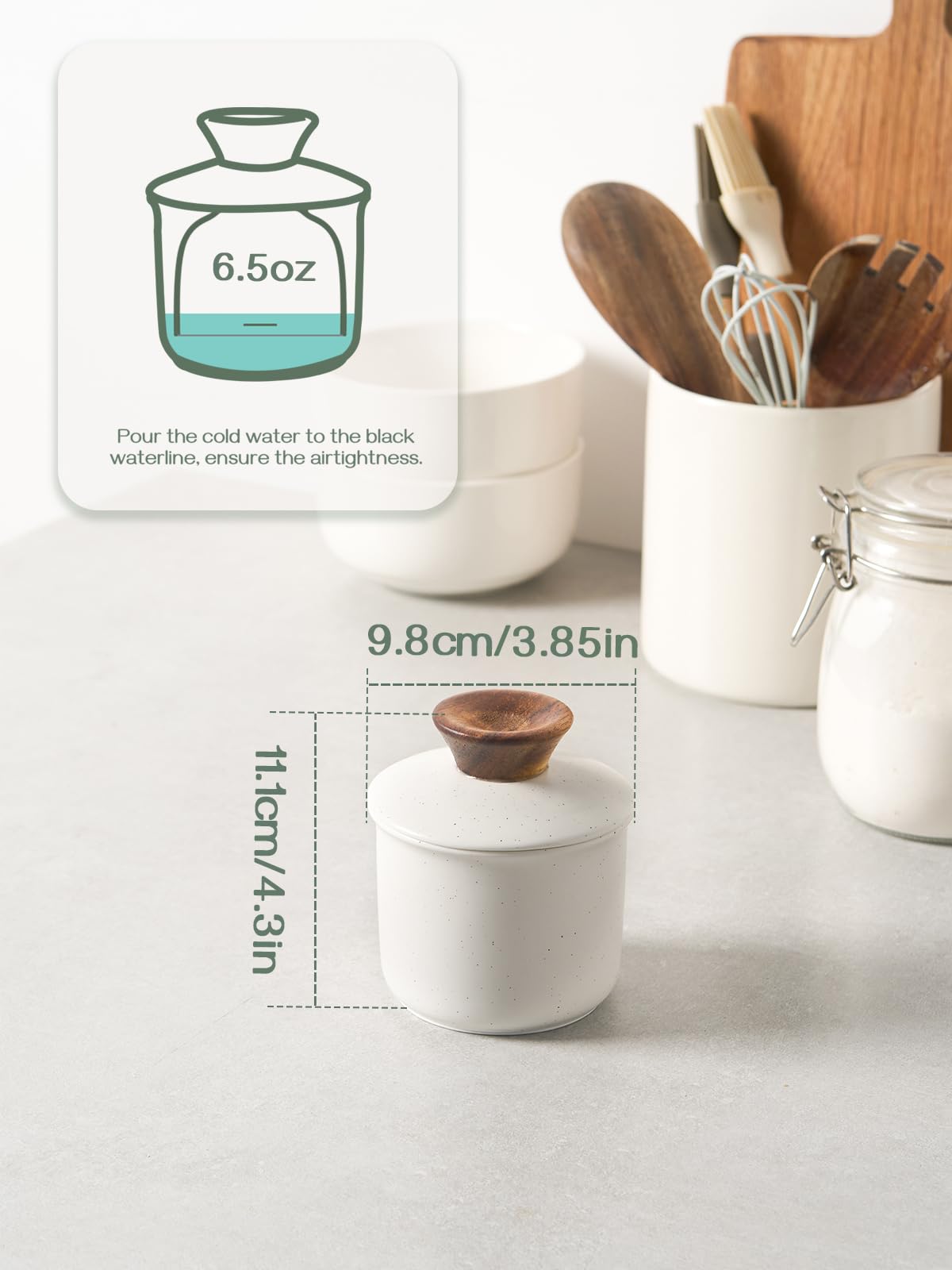 DOWAN butter crock interior waterline shows how to seal butter freshness