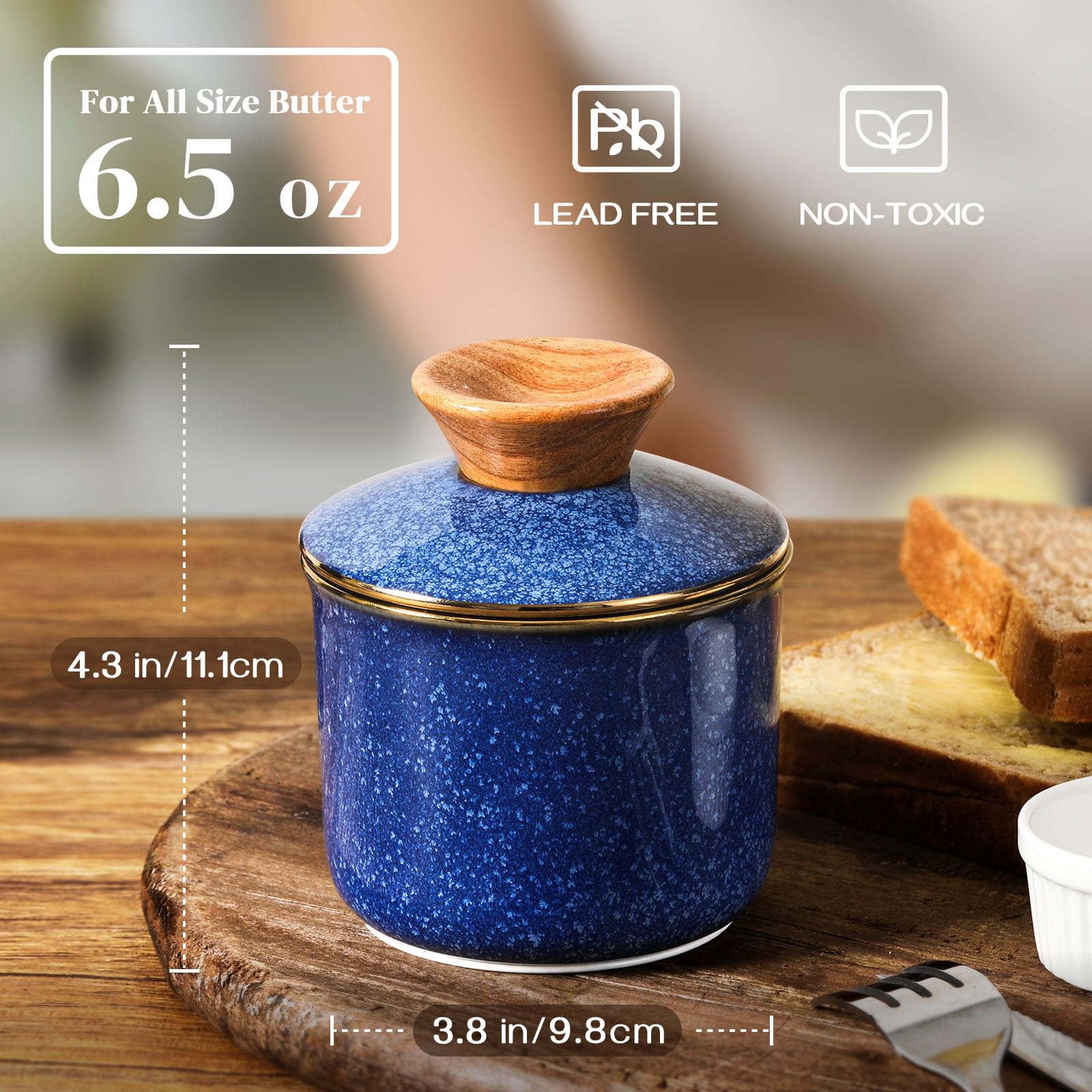 Dowan Butter Crock waterline seal preserves softness for spreading on bread