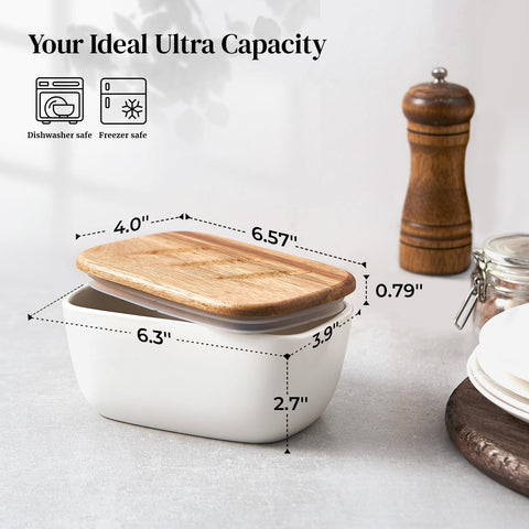 DOWAN butter dish lid close-up showing silicone seal preserving freshness