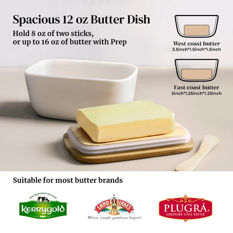 DOWAN butter dish holds three sticks illustrating generous capacity
