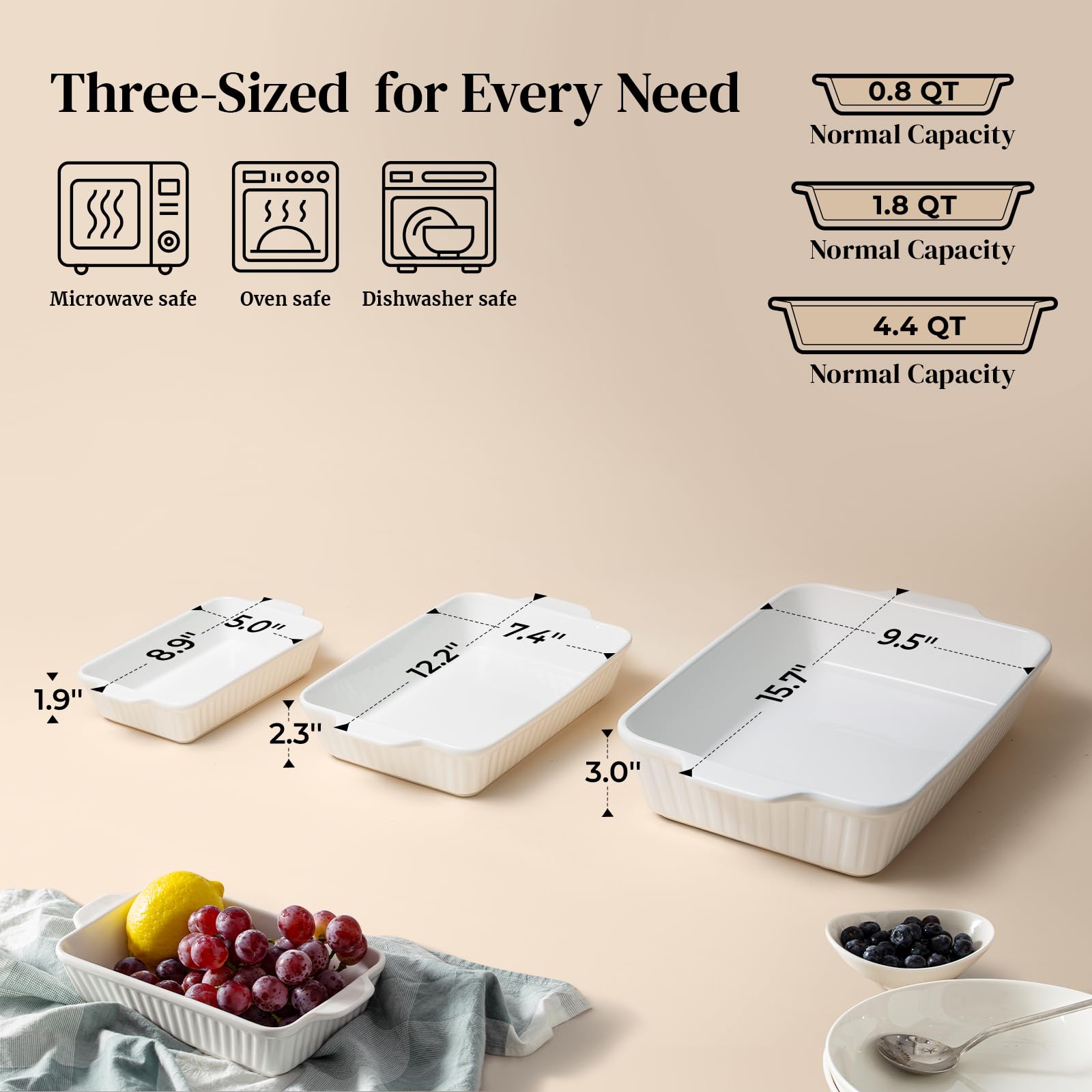 DOWAN casserole set medium in white, perfect for weeknight lasagnas