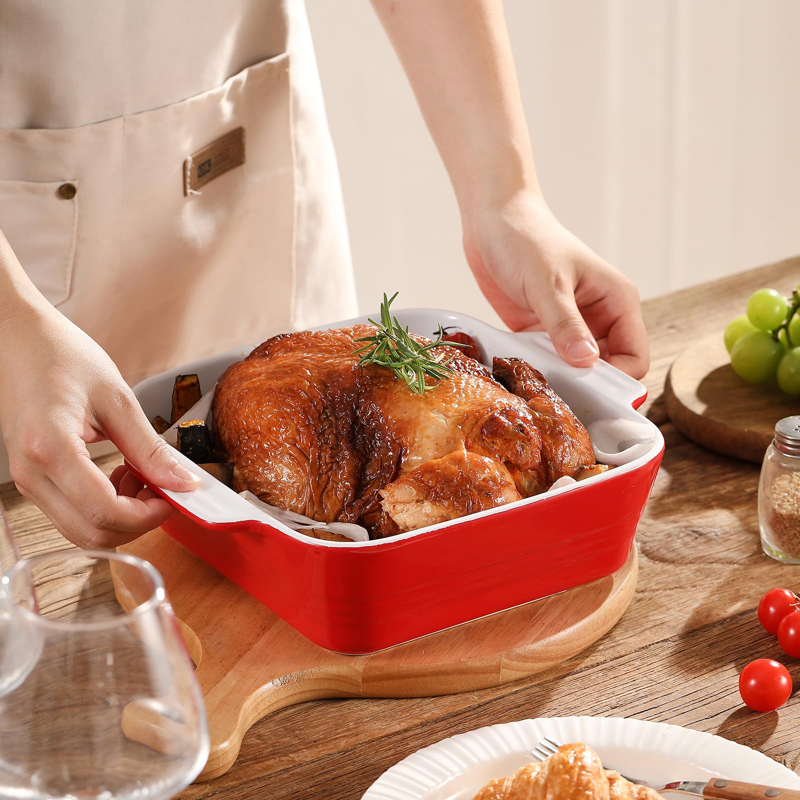 DOWAN ceramic bakeware provides even heat for consistent results.