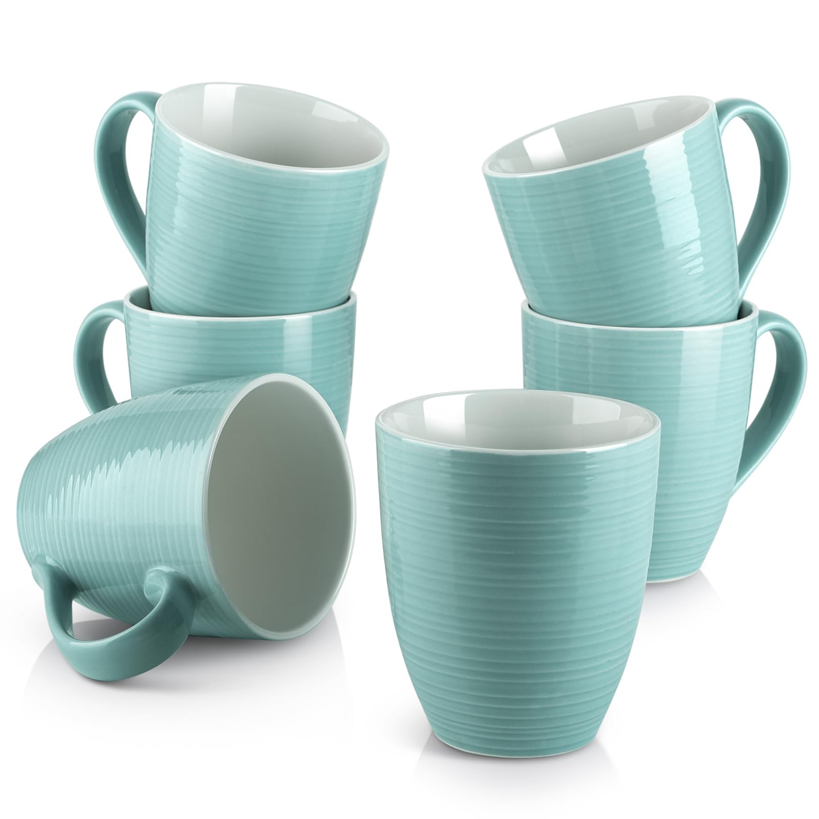 DOWAN ceramic coffee mug 17 oz turquoise set of six for daily coffee