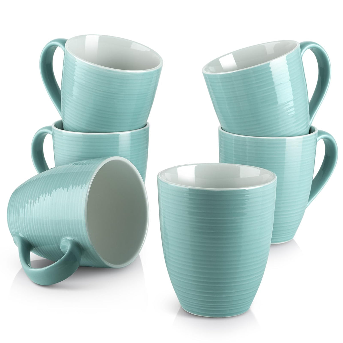 DOWAN ceramic coffee mug 17 oz turquoise set of six for daily coffee