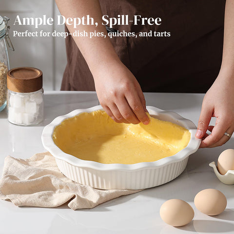 DOWAN ceramic quiche pan promotes even heat for golden crusts.
