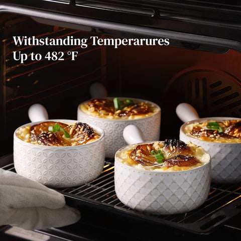 DOWAN ceramic soup crock features oven-safe construction for convenient baking.