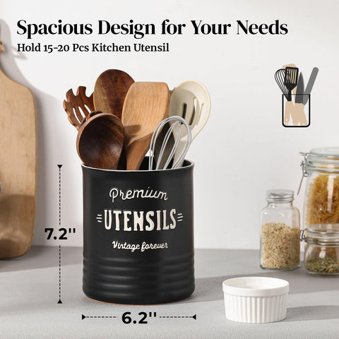 Dowan ceramic crock with cork mat protects countertops from scratches.
