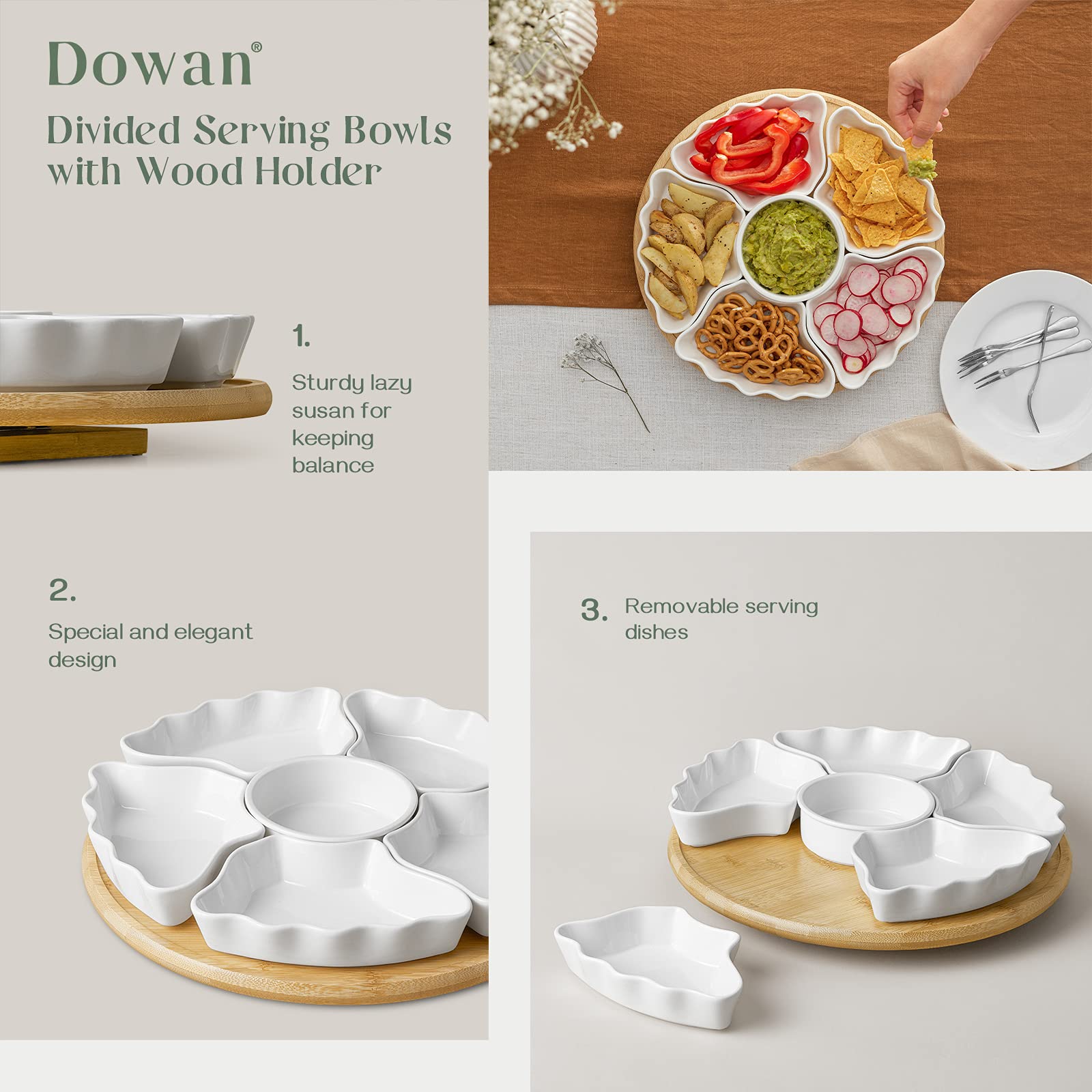 DOWAN chips and dip section keeps items neatly separated