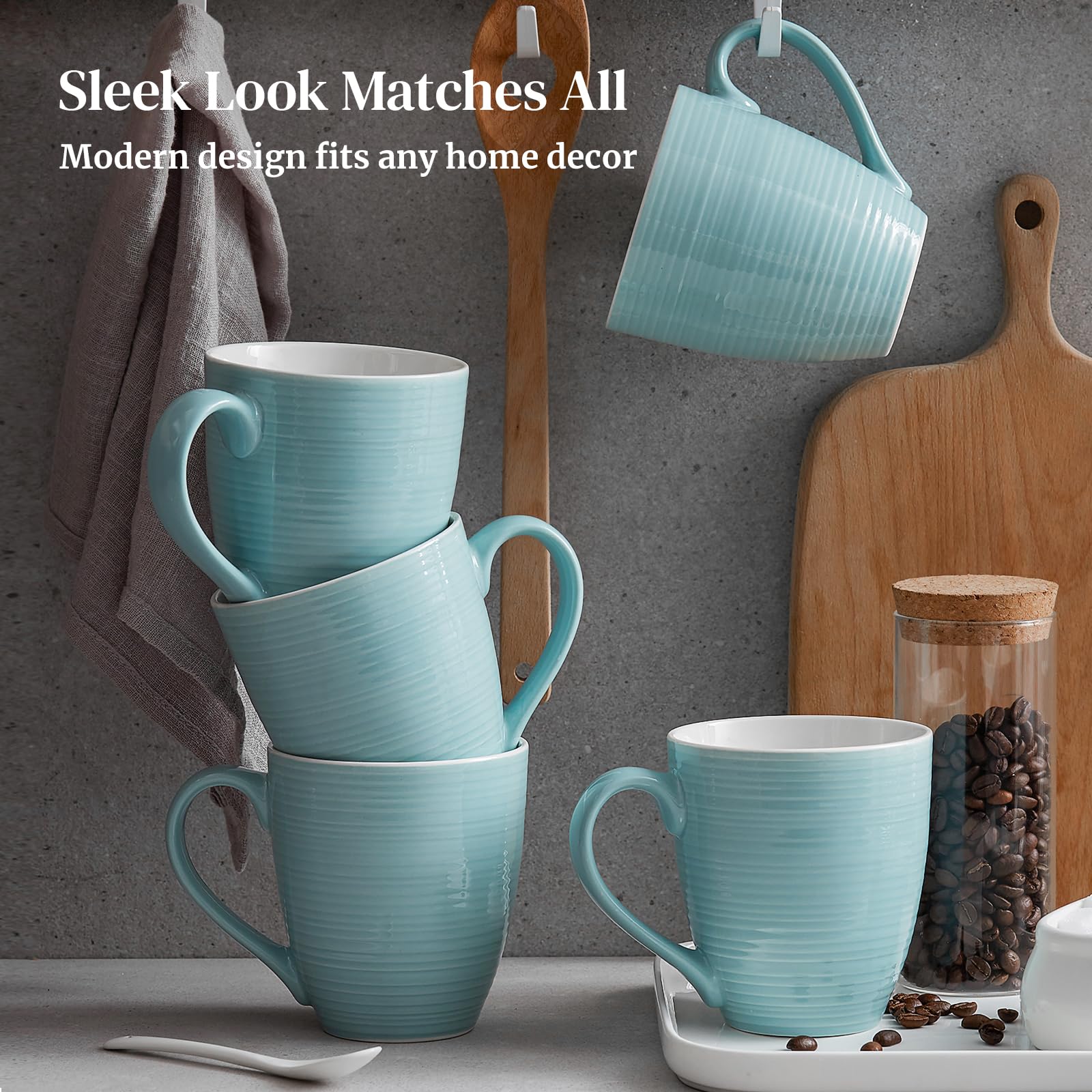 DOWAN turquoise circle pattern mug adds bright kitchen decor