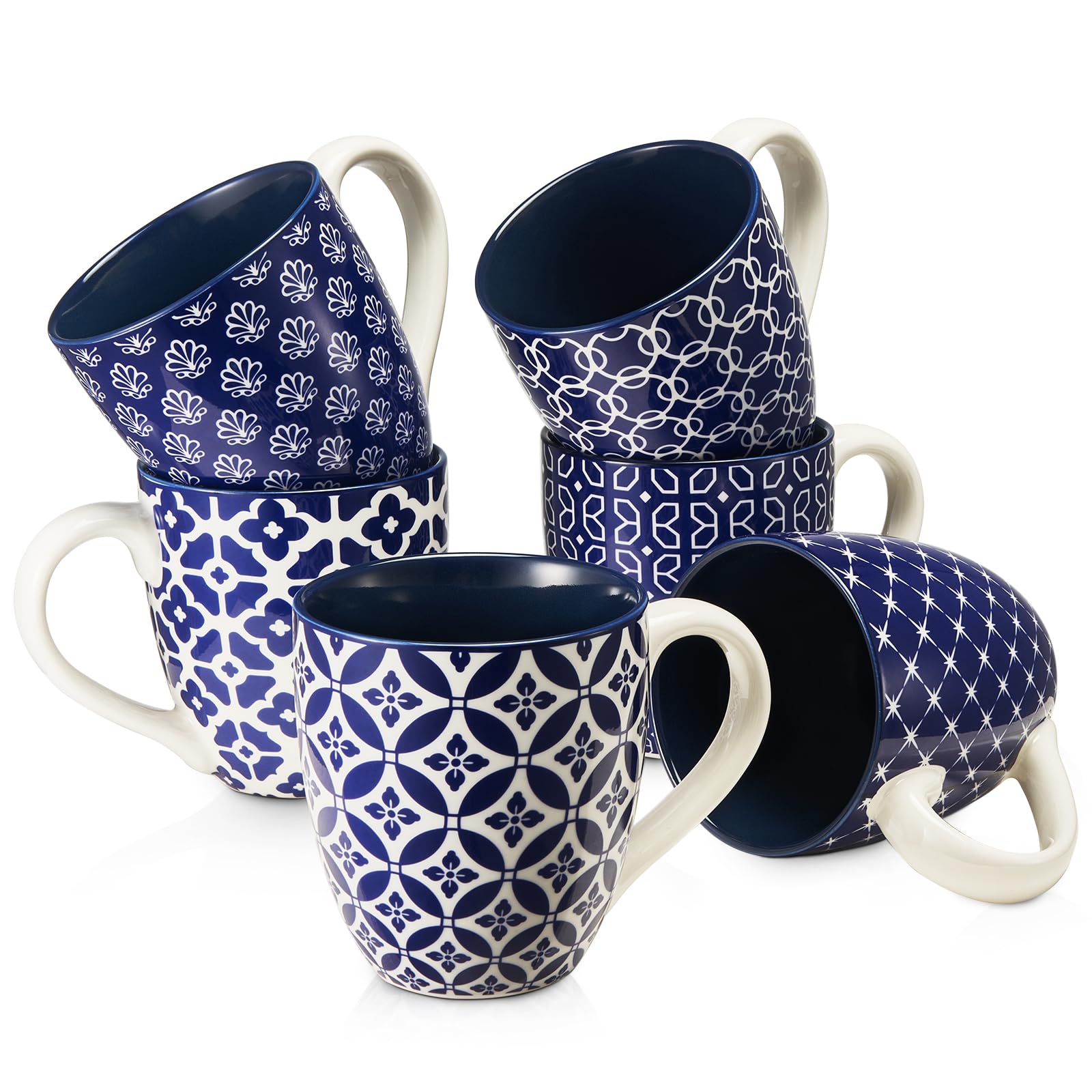 DOWAN vintage blue mug close-up, sturdy handle for daily coffee rituals.