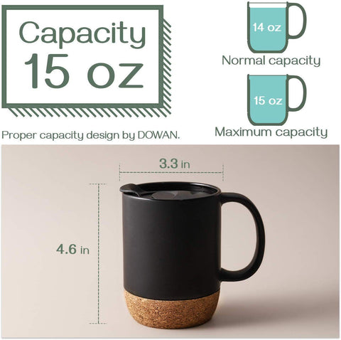 DOWAN cork base mug showcases natural texture and prevents sliding on tabletops.
