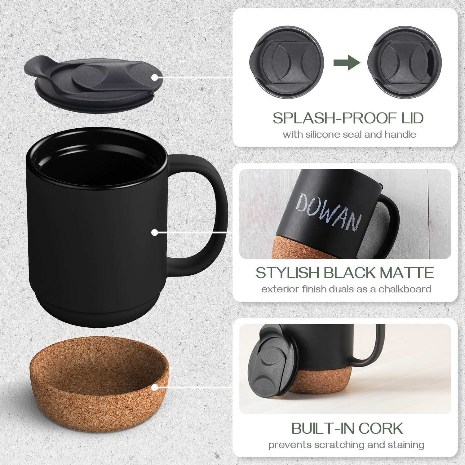 DOWAN large-handle mug offers a comfortable grip for everyday coffee or tea.