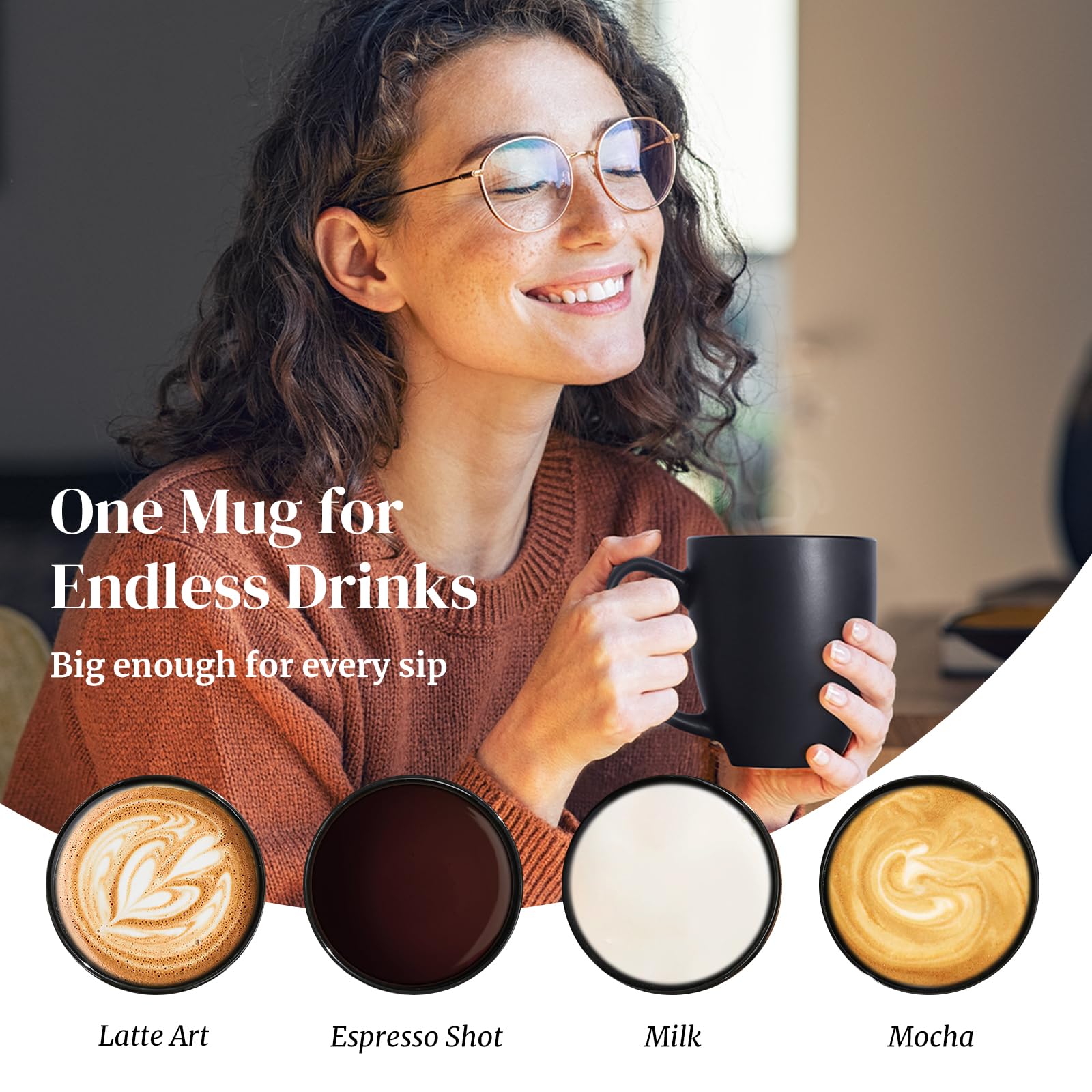 DOWAN 16oz mug in a stacked set, suited for sharing.
