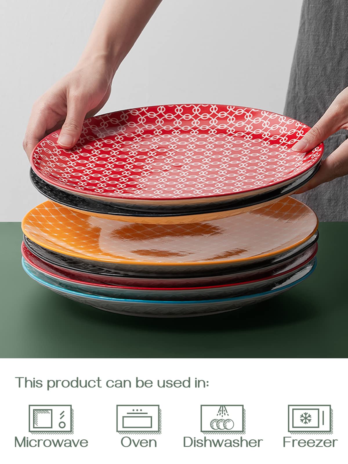 DOWAN colorful plates for party setting with coordinated colors.