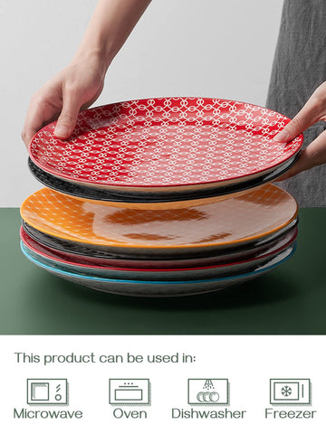 DOWAN colorful plates for party setting with coordinated colors.