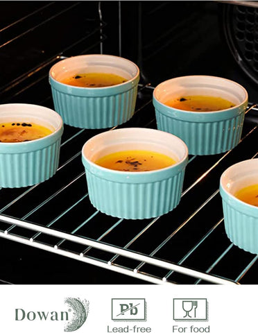 Dowan creme brulee ramekin, 6oz, ideal for single portions.