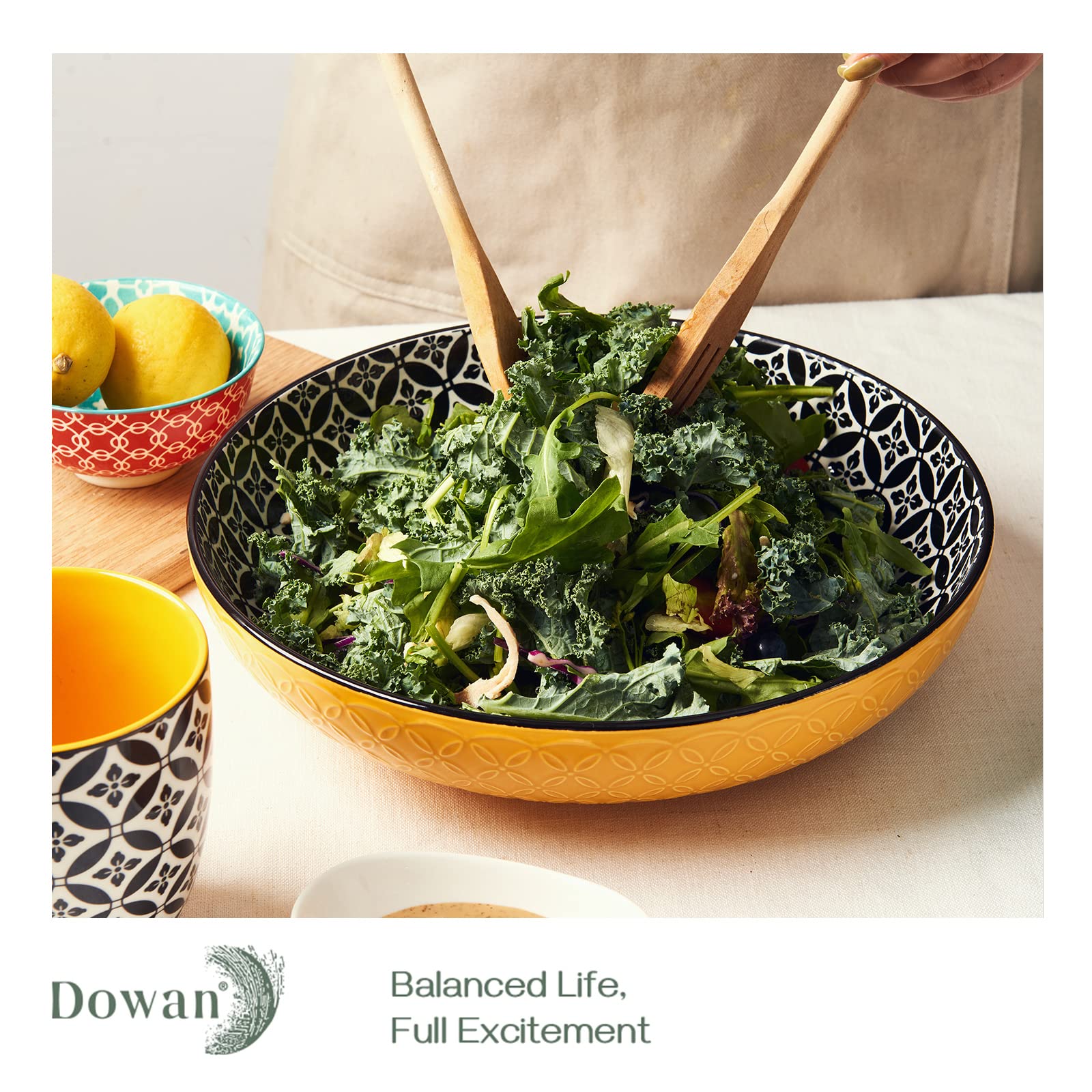 DOWAN decorative serving dishes elevate entertaining with bold red, black, and blue hues.