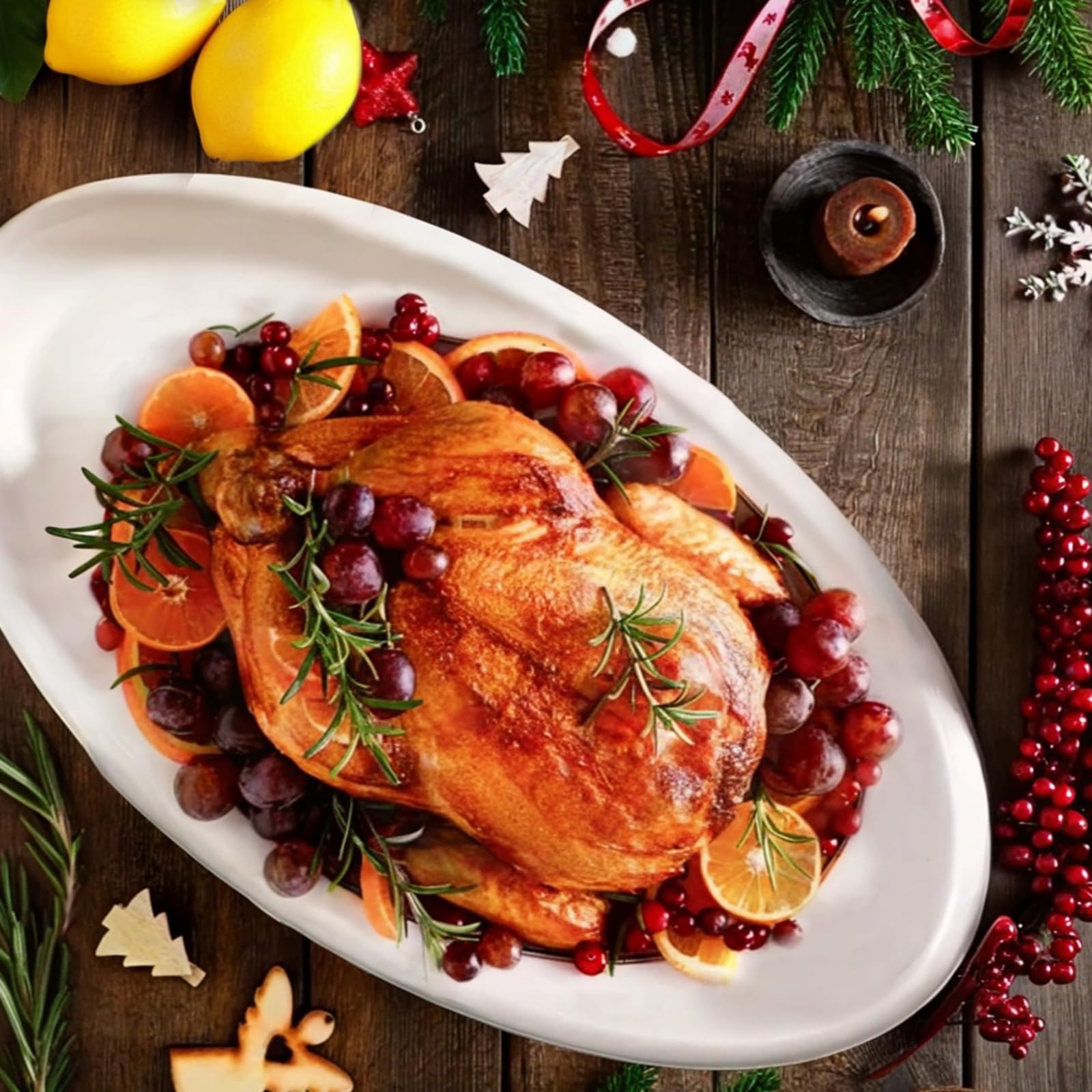 DOWAN oval platter close-up showing a deep edge to prevent spills.