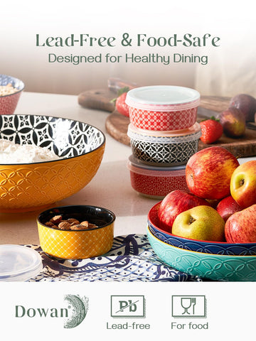 Stackable design saves kitchen space while decluttering shelves.