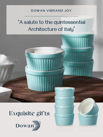 DOWAN dishwasher-safe porcelain ramekins for easy cleanup after meals.