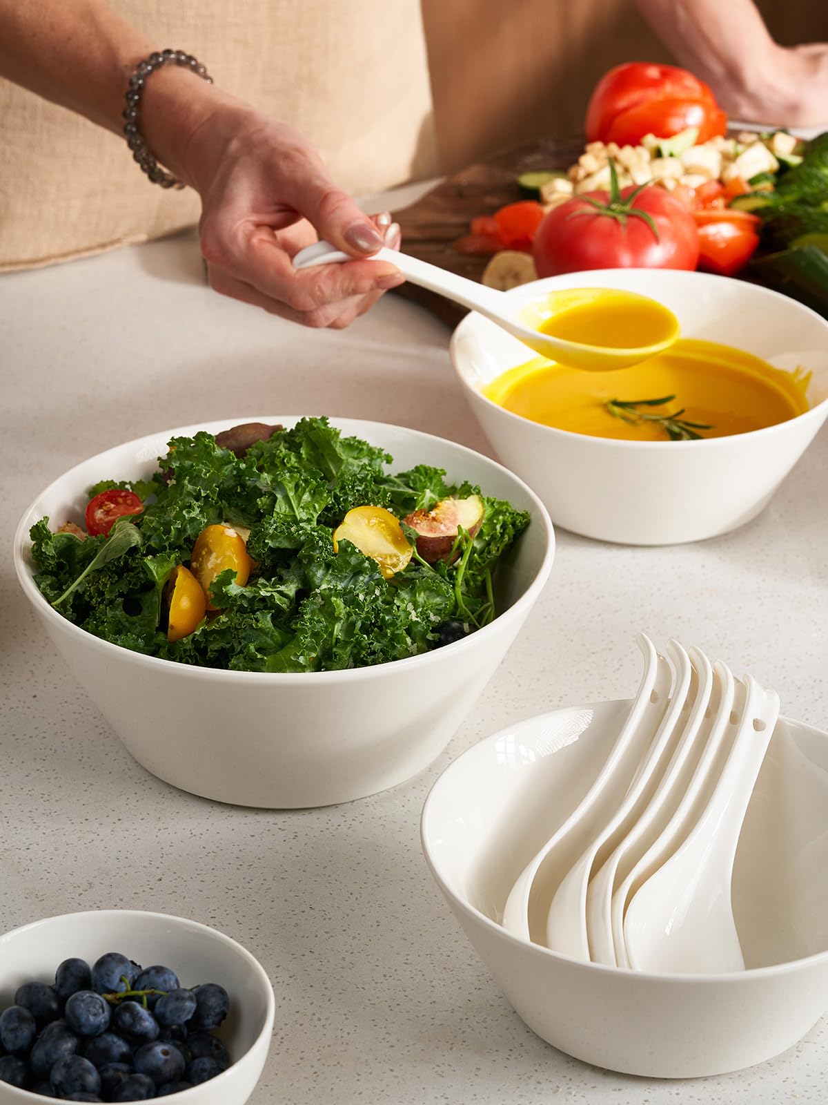 DOWAN dishwasher-safe bowls simplify cleanup after gatherings.