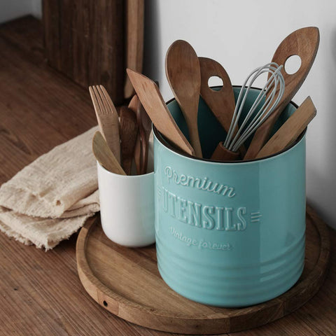 DOWAN easy clean porcelain utensil crock resists scratches and wipes clean