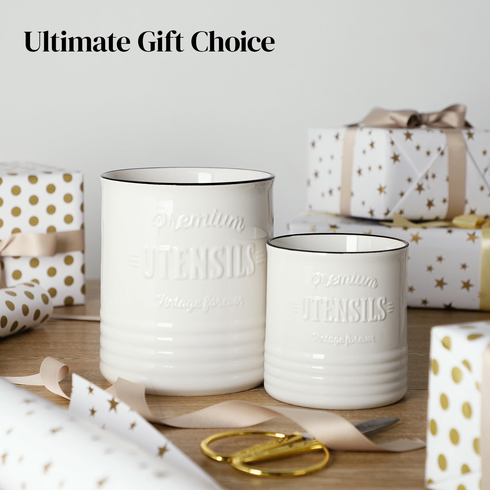 DOWAN easy-clean ceramic utensil holder for daily use.