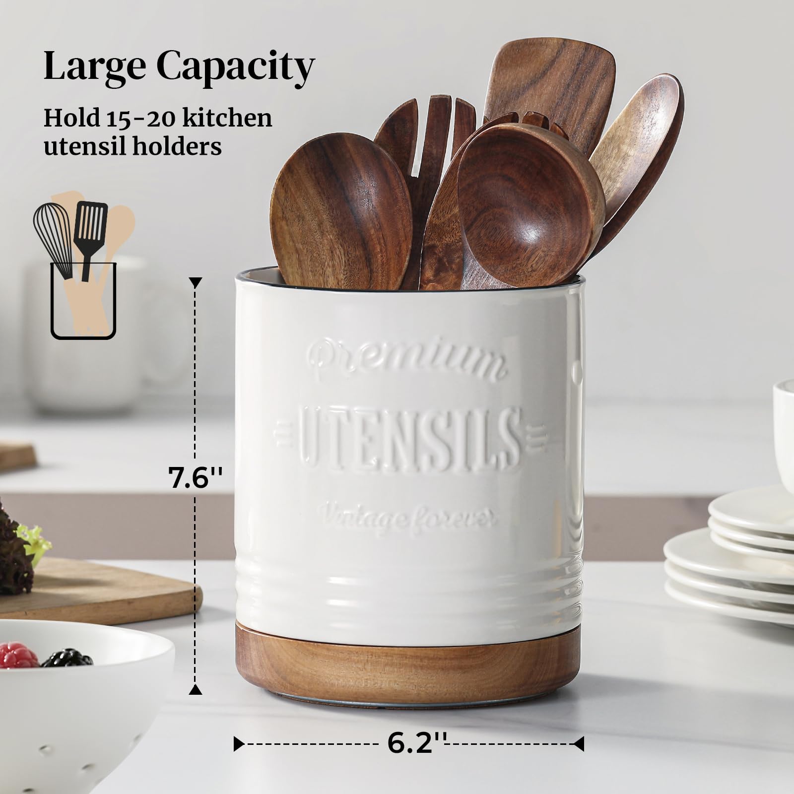 DOWAN extra-large utensil crock stores up to 20 tools on the counter.