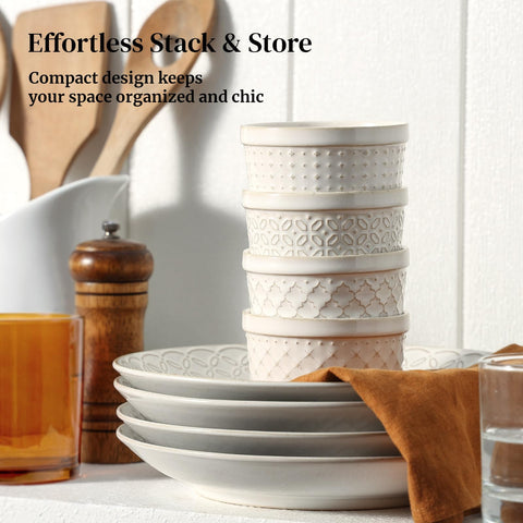 DOWAN farmhouse-style white ceramic adds rustic elegance to any table.