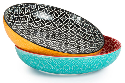 DOWAN large serving bowls, 9.5-inch silhouette, ideal for generous salads and family meals.