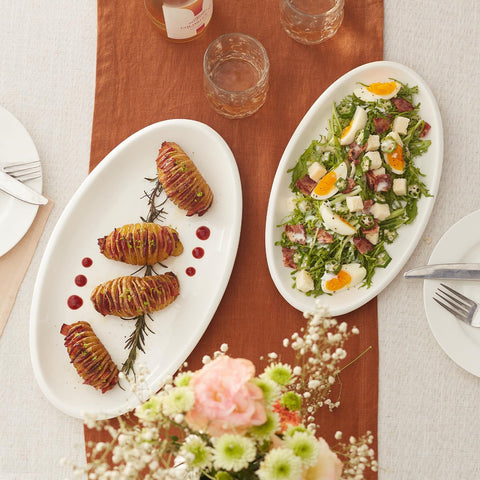 DOWAN oven, microwave and dishwasher safe platter for easy reheating and cleanup.
