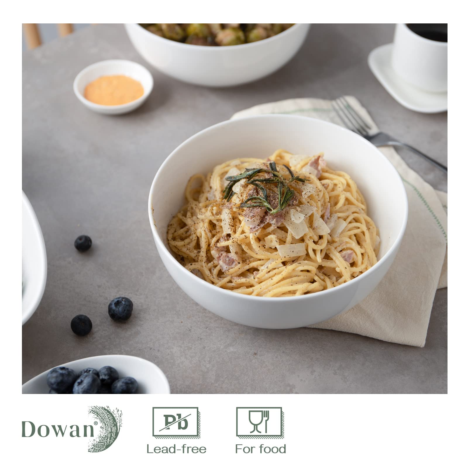 Dowan microwave-safe bone china bowls for quick reheating.