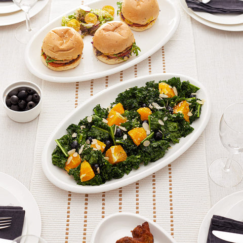 DOWAN microwave-safe oval platter ready for reheating and serving.