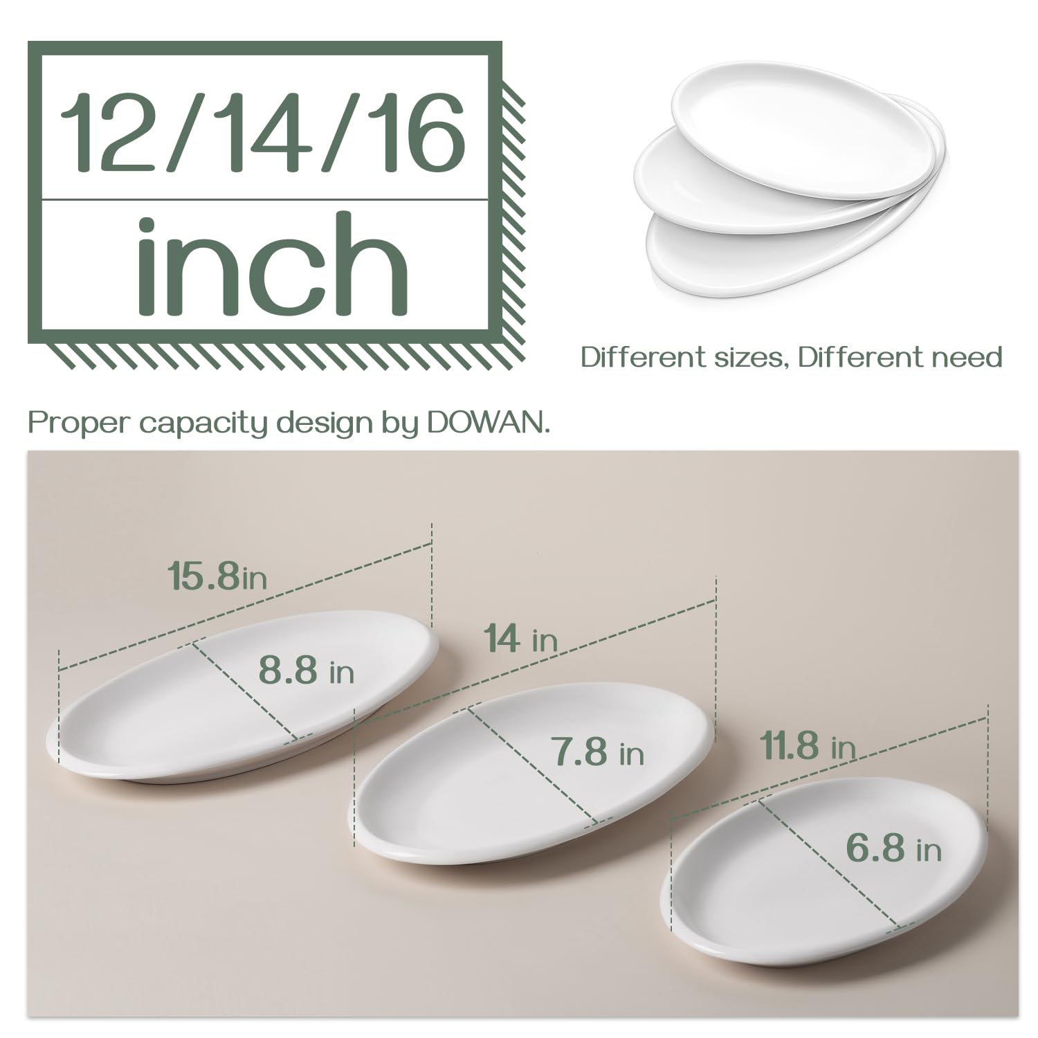 DOWAN 14-inch oval platter ideal for family-style mains and sides.