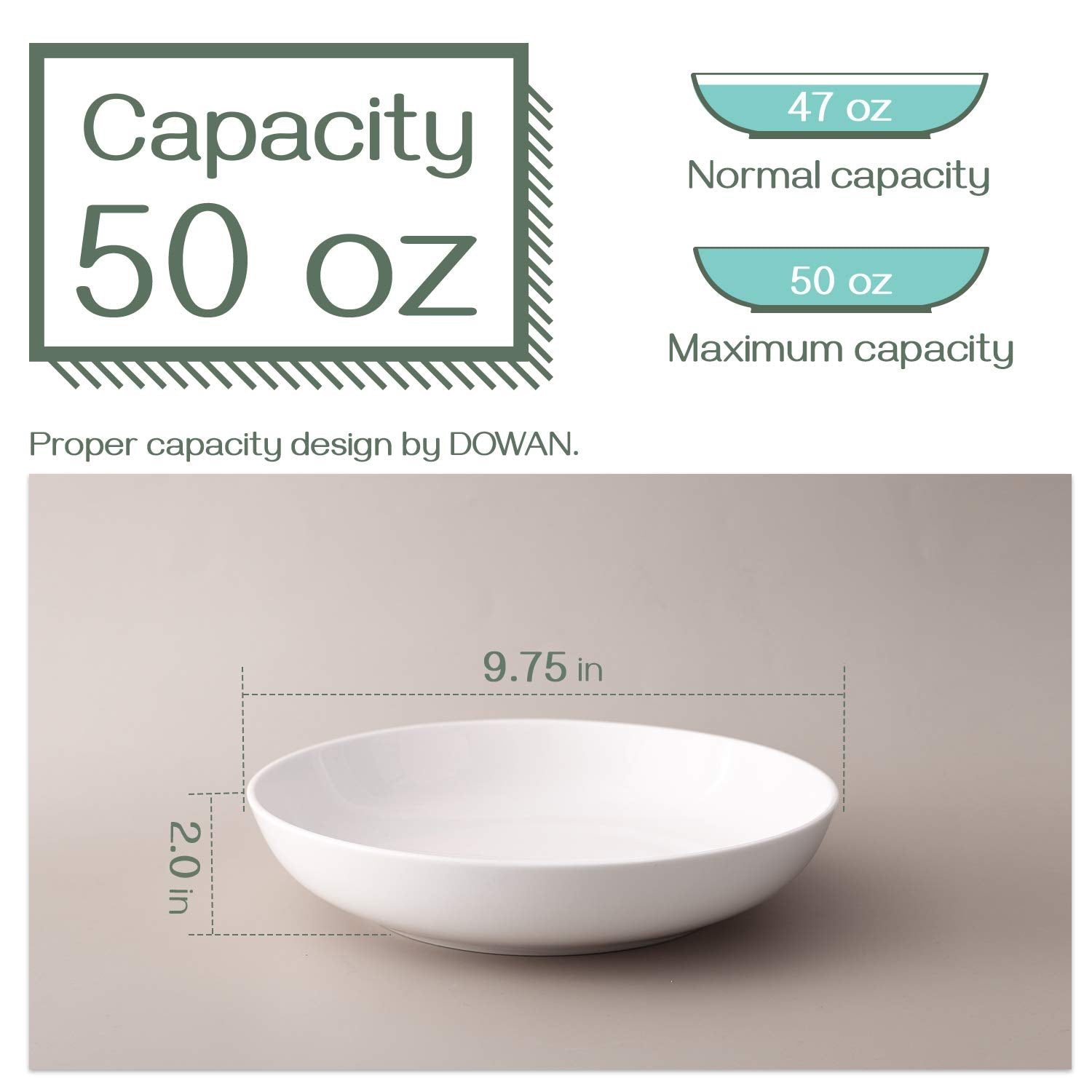 DOWAN bowls show wide shallow design ideal for saucy pastas and salads